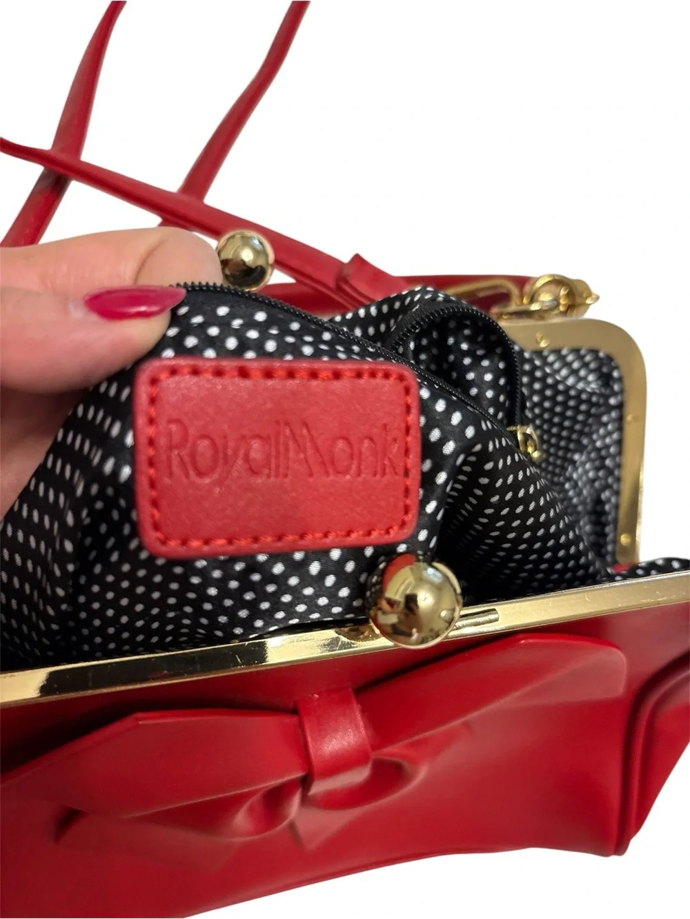 Vintage Rockin Robin Red Bow Frame Bag